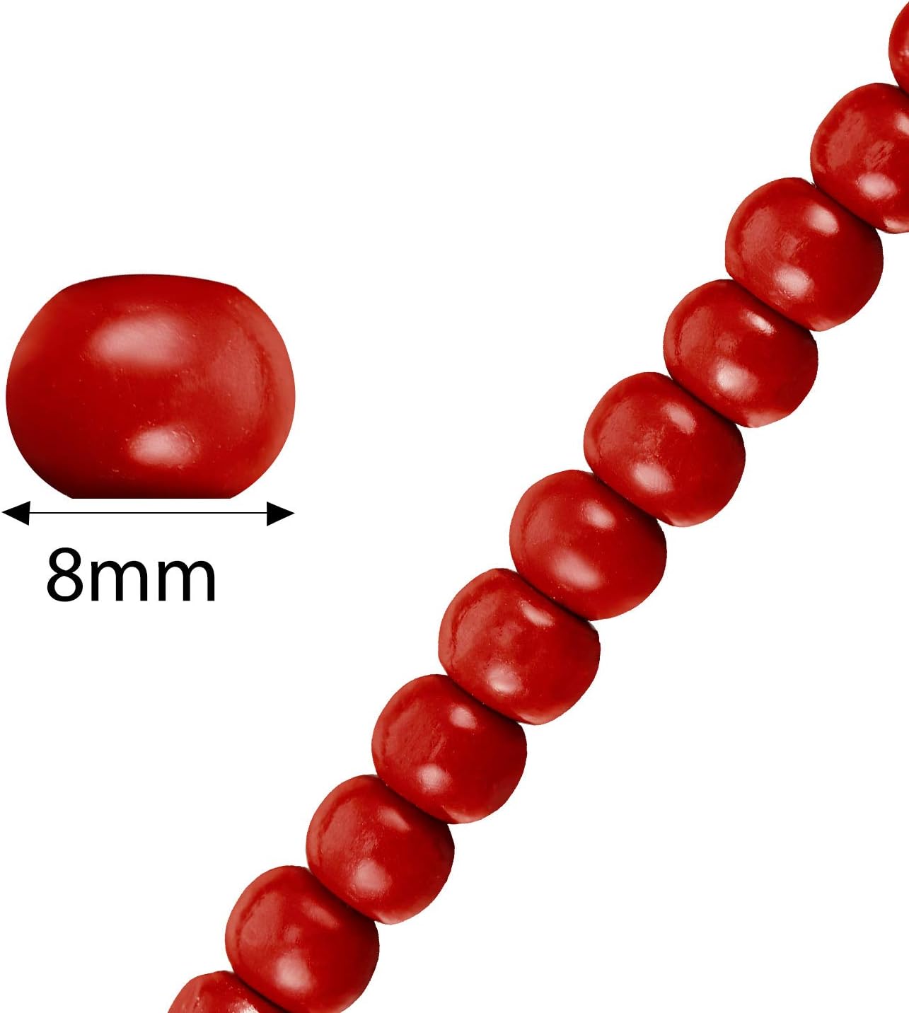 1 Piece Christmas Wooden Bead Garland Round Farmhouse Vintage Wood Bead / Burgundy / 19.7 ft