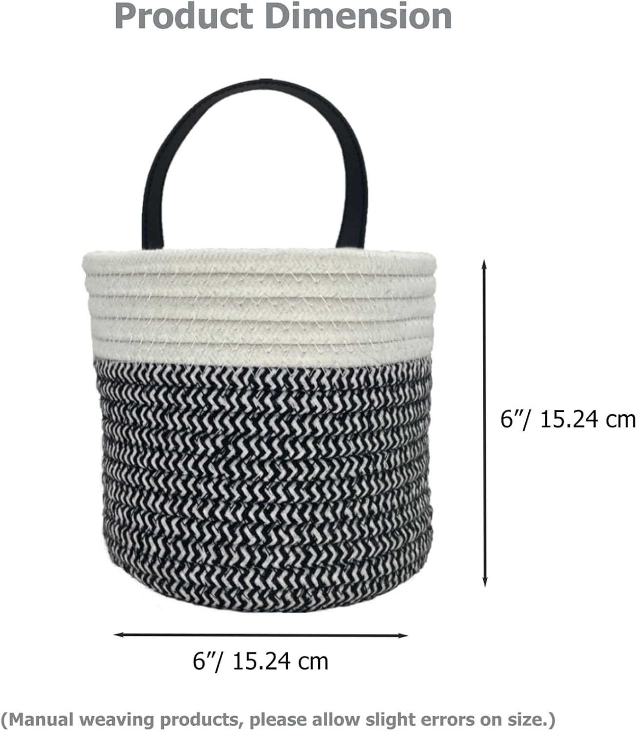 Handles Woven Organizer Storage Basket / Black and White / Set of 2