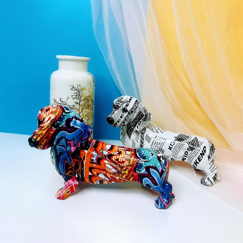 Dachshund Dog Statue Sculpture Animal Art Figurine Home Decoration / Graffiti