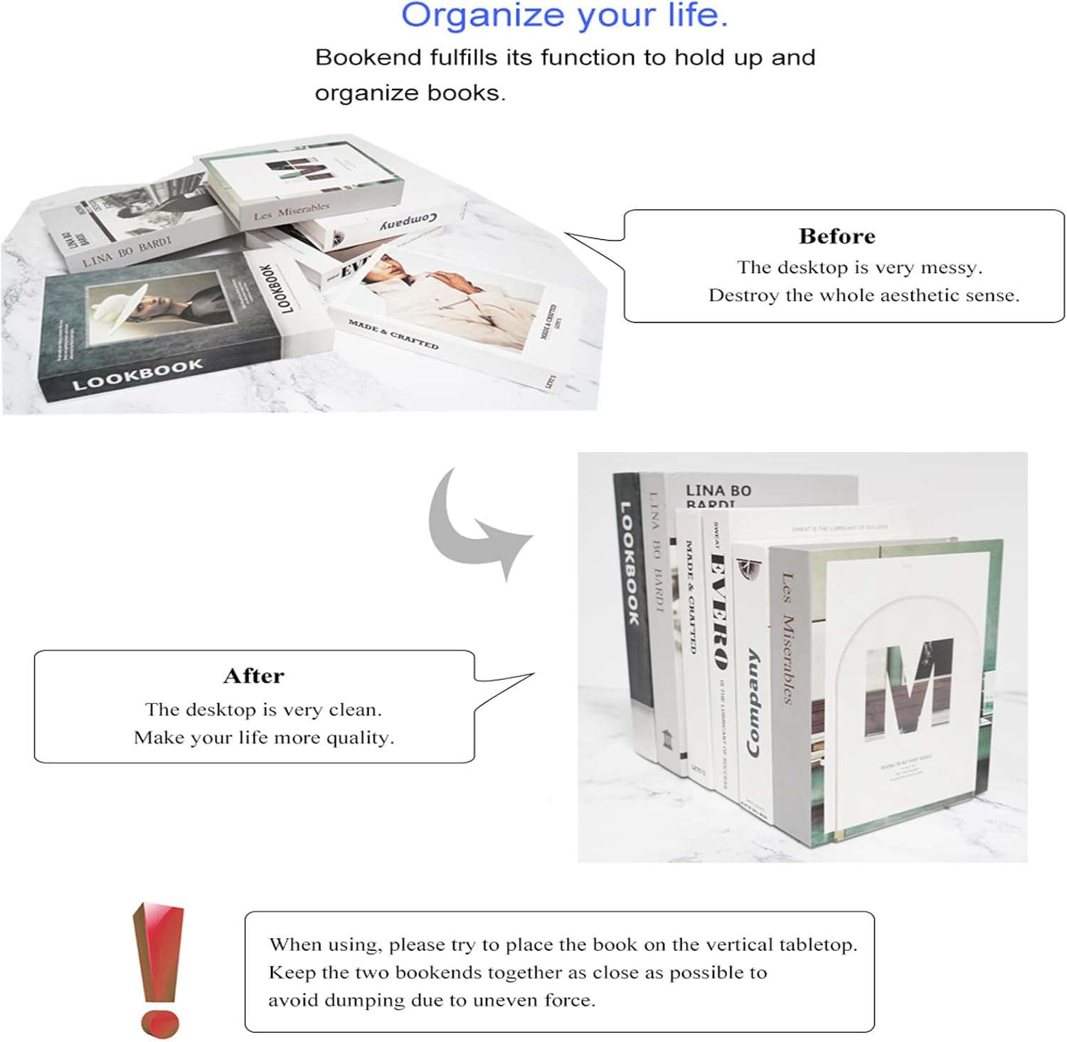 Acrylic Bookends / Book / 3.93 x 4.72 x 7.08 / Th:3mm/0.12 / Clear / Set of 6