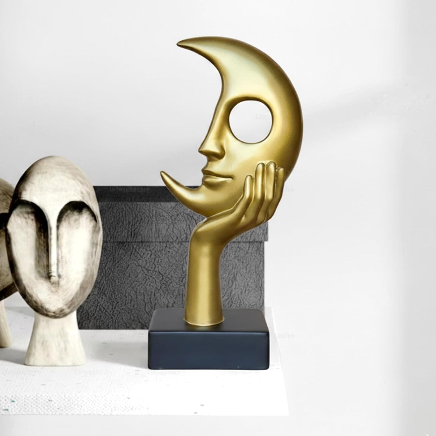 Thinker Statue / Modern Home Decor Ornament / Metallic Gold / Large