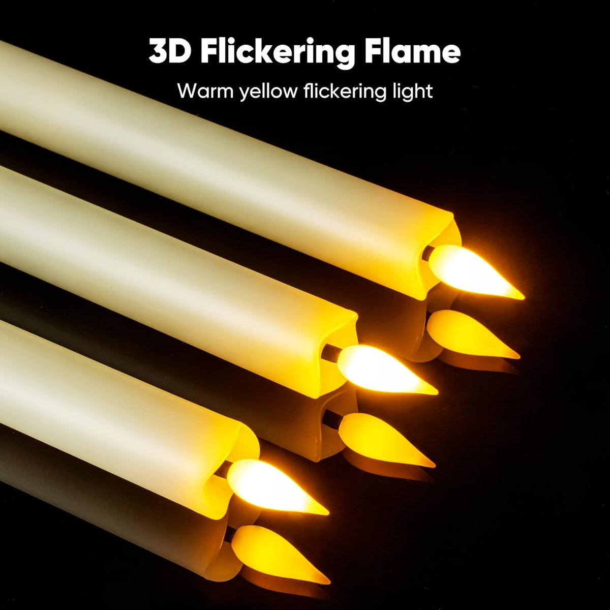 12 Pcs Flameless Taper Candles with Remote Timer Dimmer, 9.6 inches Ivory Plastic LED Candlesticks, Battery Operated