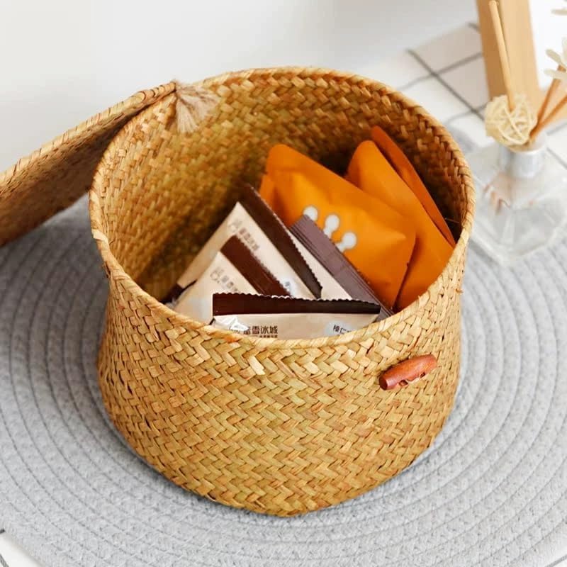 Seagrass Handmade Basket / Natural / 7 Inch