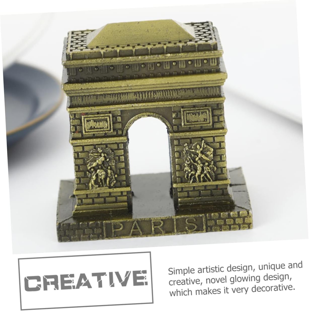 Vintage Triumphal Arch Model Metal Building Desktop Ornament Unique / 6 x 4 x 6 / Cm / Golden