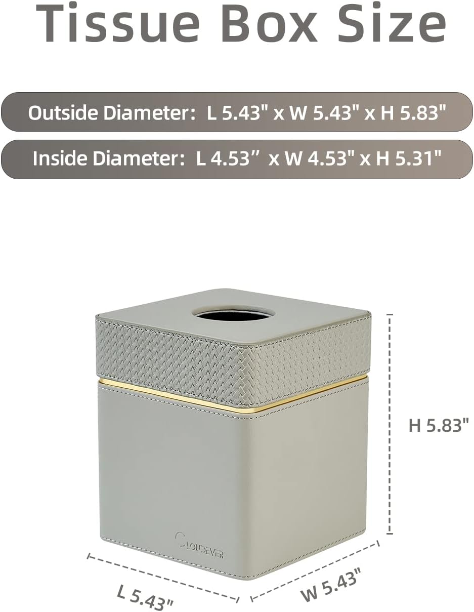 Modern PU Leather Decorative Tissue Cube Holder Organizer / 1-woven Grey