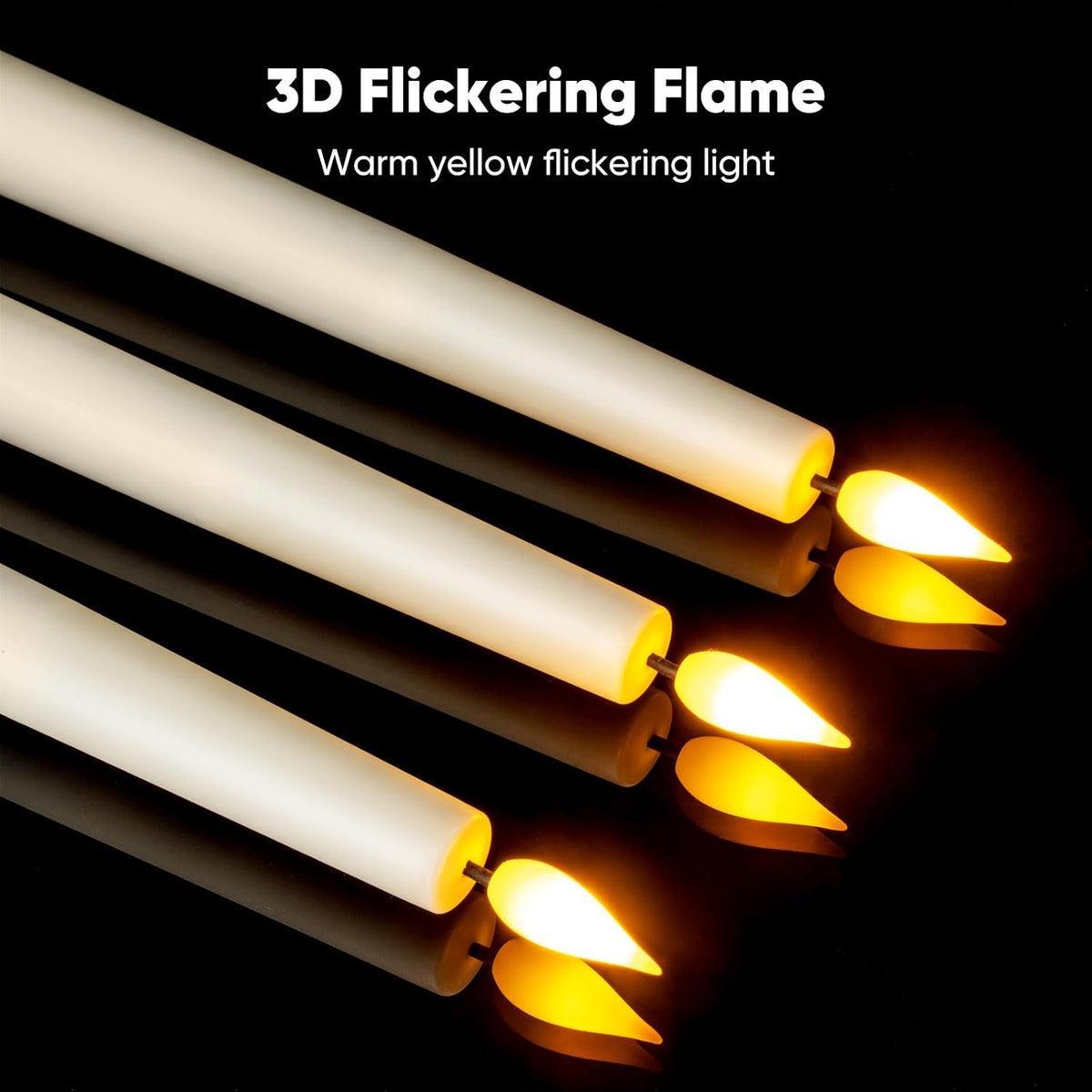 12 Pcs Flameless Taper Candles with Remote, Timer, Plastic Battery Operated Window Candles, 9.6 Inches Ivory LED