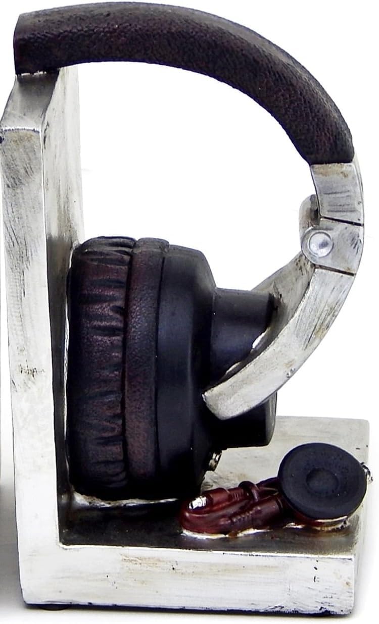 26256 Decorative Bookends Headphone Music Lover Holder Heavy Stoppers Bookshelf Shelves to Hold Book