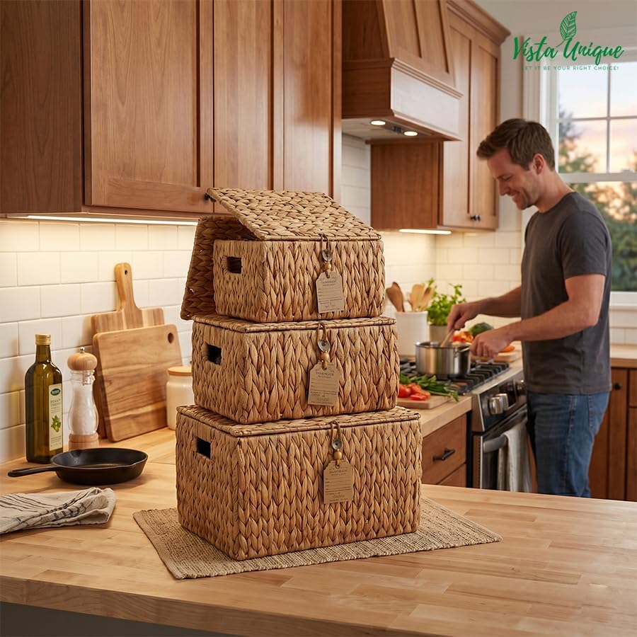 Woven Wicker Basket / Natural / Set of 3