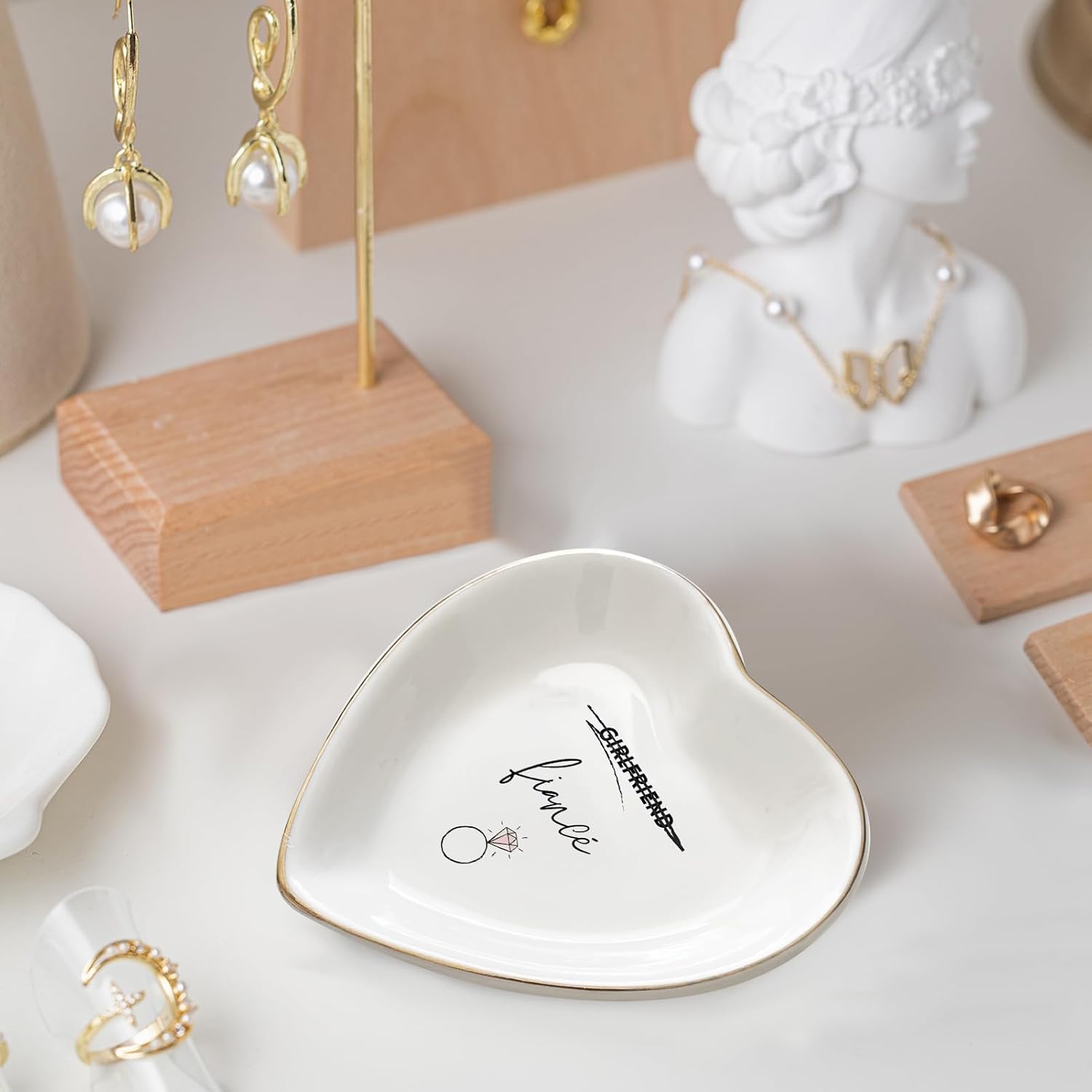 Engagement Ring Holder Ceramic Trinket Dish