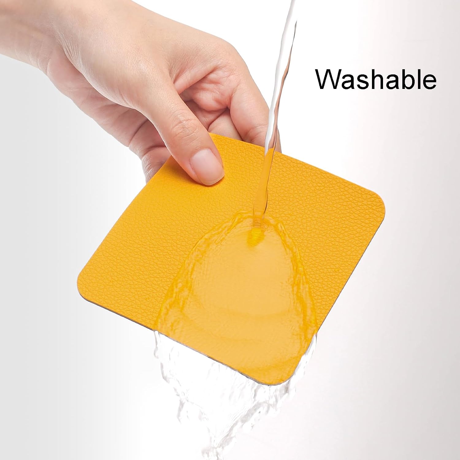 Coasters Glass Coasters Double Sided Faux Leather Coaster / Gray Yellow / 4 Inch / Set of 12