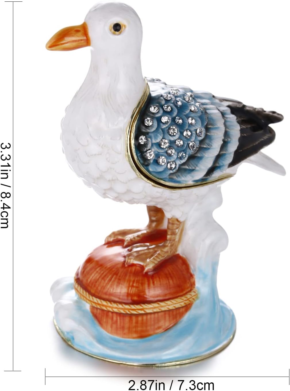 Unique Figurine / Hinged Jewelry Organizer for Ring Earrings / White Seagull
