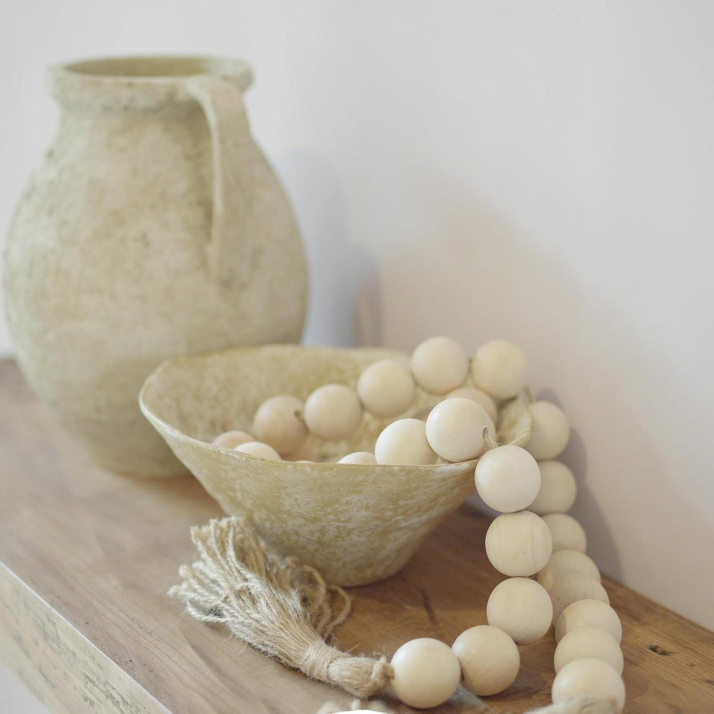 Wooden Beads Garland / Natural / 50 Inches