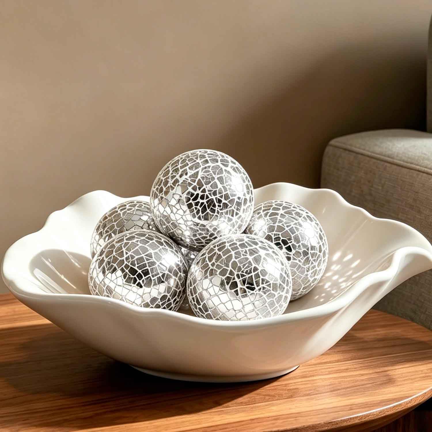 Vases Dining / in Decorative Orbs Glass Balls / Silver / 4 Inch / Set of 3