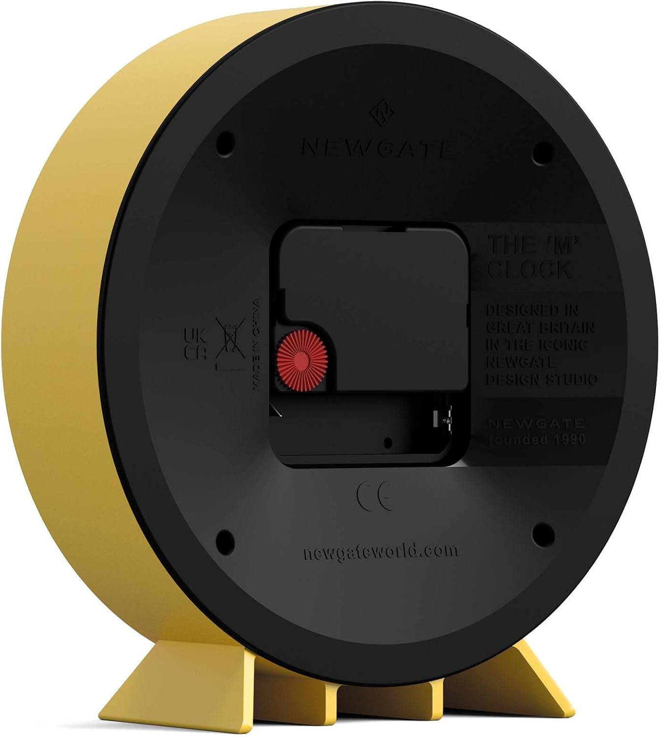 NEWGATE® M Mantel Railway Desk Clock | Modern Round Station Clock Design | Yellow | Contemporary Style for Desk, Table