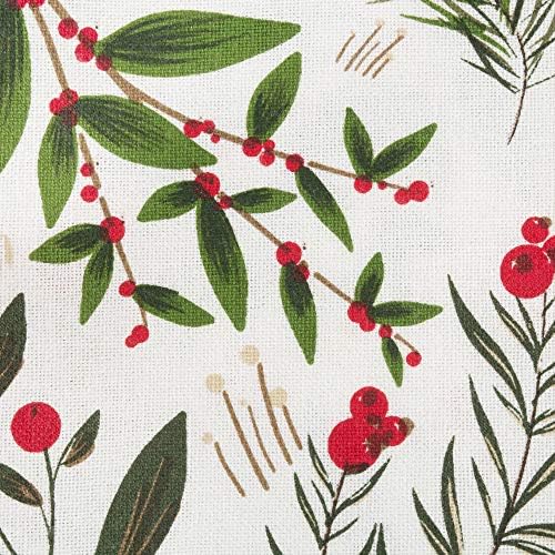 DII Christmas Kitchen Collection Printed Dishtowel Set, 18x28, Boughs of Holly, 2 Piece