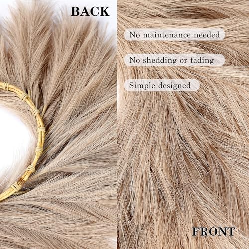 Sggvecsy Pampas Grass Wreath 26’’ Faux Pampas Wreath for All Seasons Artificial Pampas Wreath Christmas Decor Boho Wall Decor for Front Door Farmhouse Fall Autumn Xmas Spring Wreath Decoration (Brown)