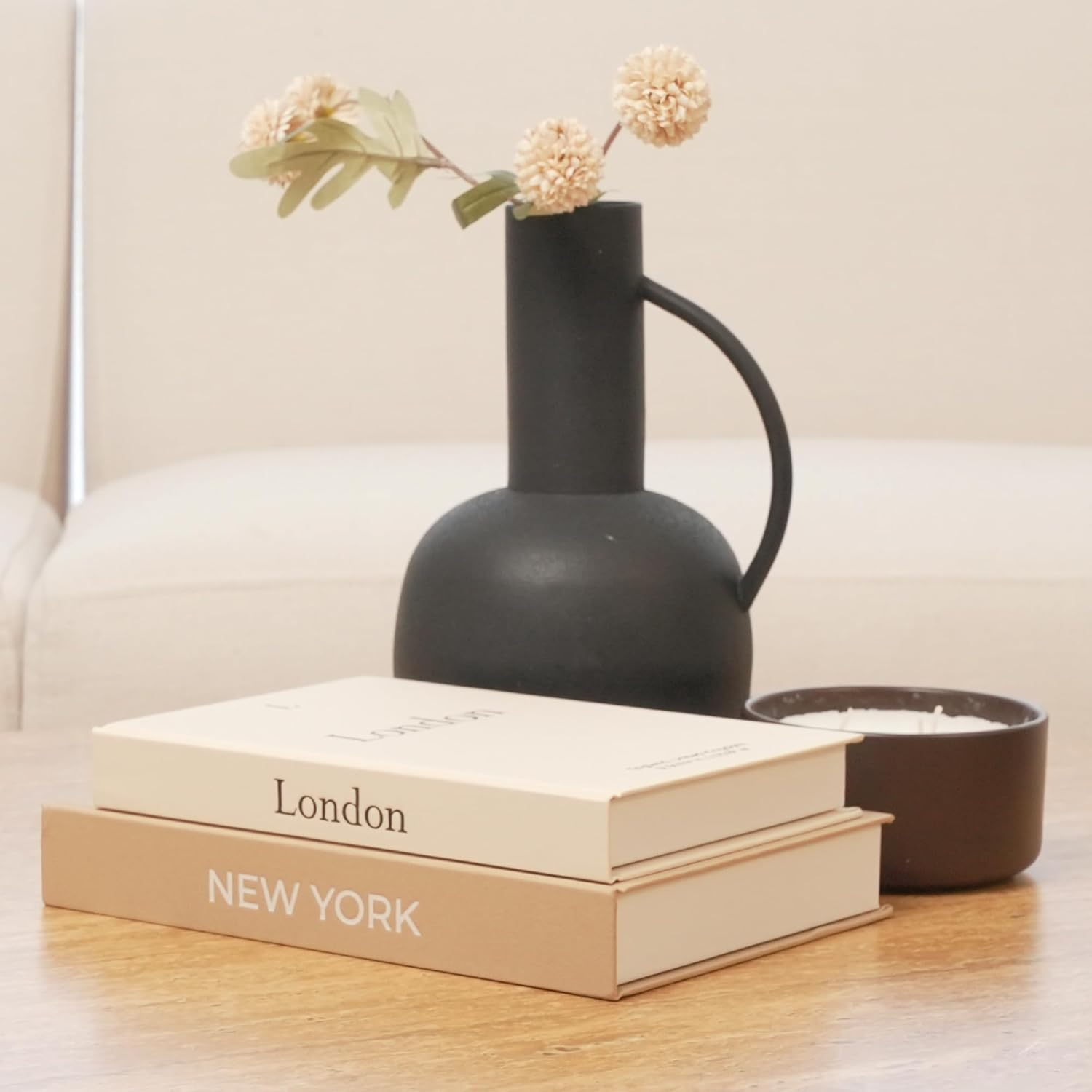 Faux Book Storage Box Set / Beige/brown / Modern