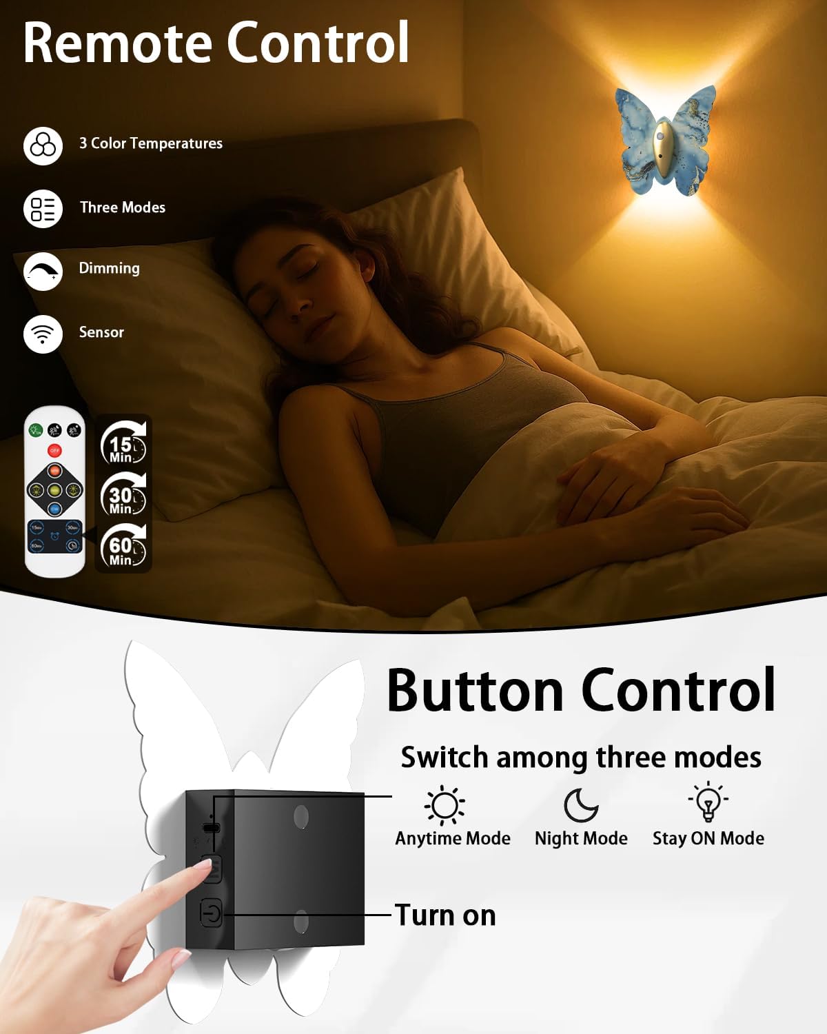 Eneru Motion Sensor Wall Sconce Set of 2, Rechargeable Wall Lights, Indoor | 5000mAh Battery Operated Wall Sconces