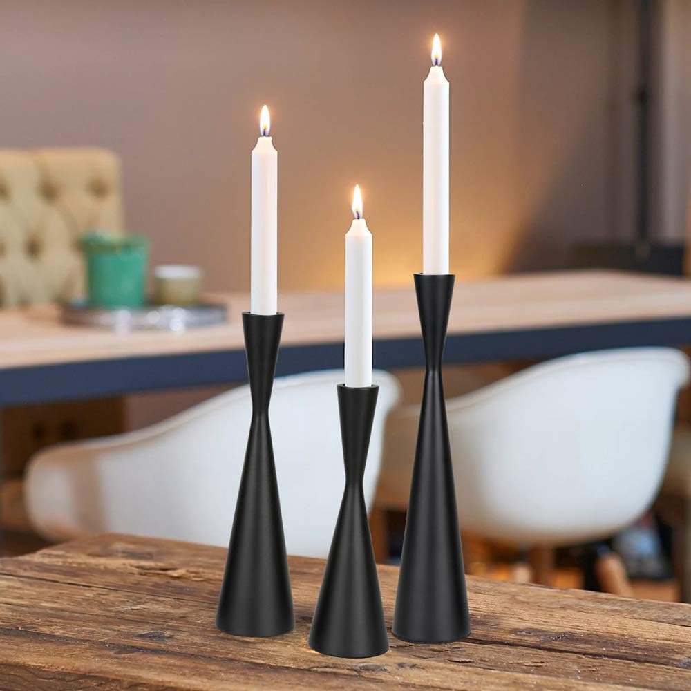 Vixdonos Taper Candlestick Holders Metal Candle Holders Set of 3 Table Decorative Candle Stand for Wedding, Dinning