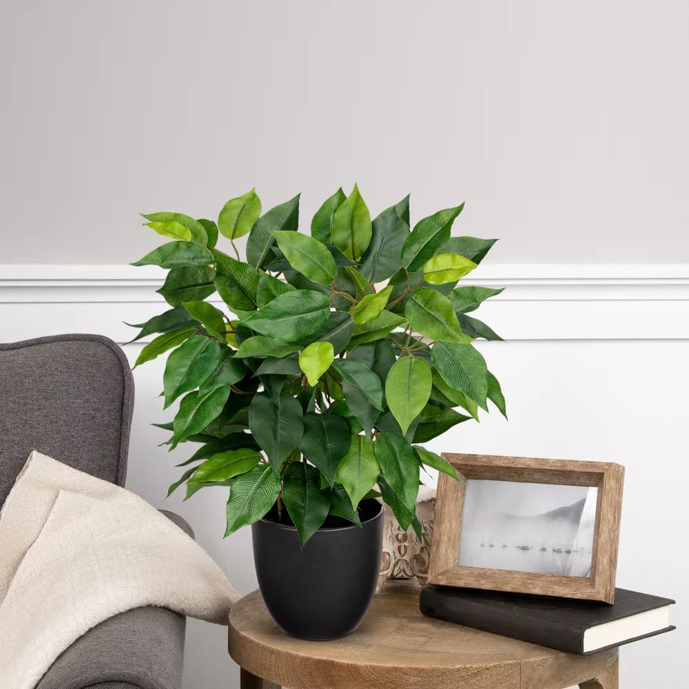 Fake Plant 15.7" Artificial Plants Indoor Small Ficus Potted Plants Silk Plants Faux Topiary / Green