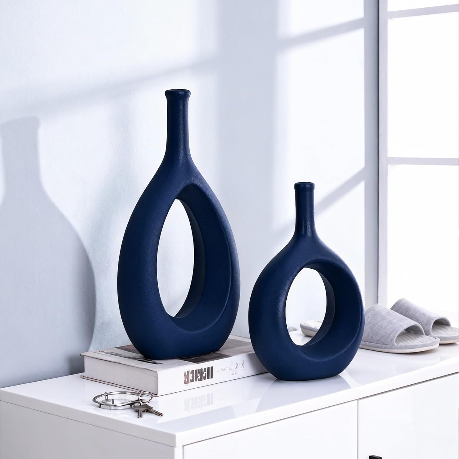 Boho Circle Vase / Navy Blue / Set of 2