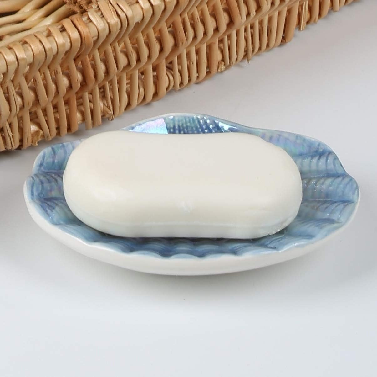 Ceramic Ocean Seashell Soap Dish / Blue