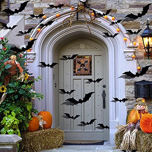 Halloween 3D Bats Decoration, 60PCS Plastic Bat Wall Stickers