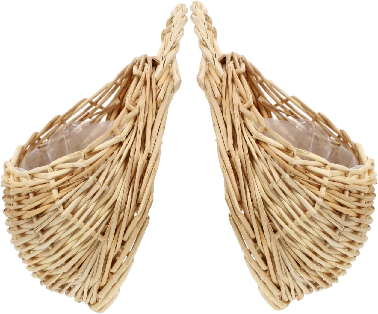 Rattan Woven Hanging Basket Wall Planter / 9 x 7 x 3.5