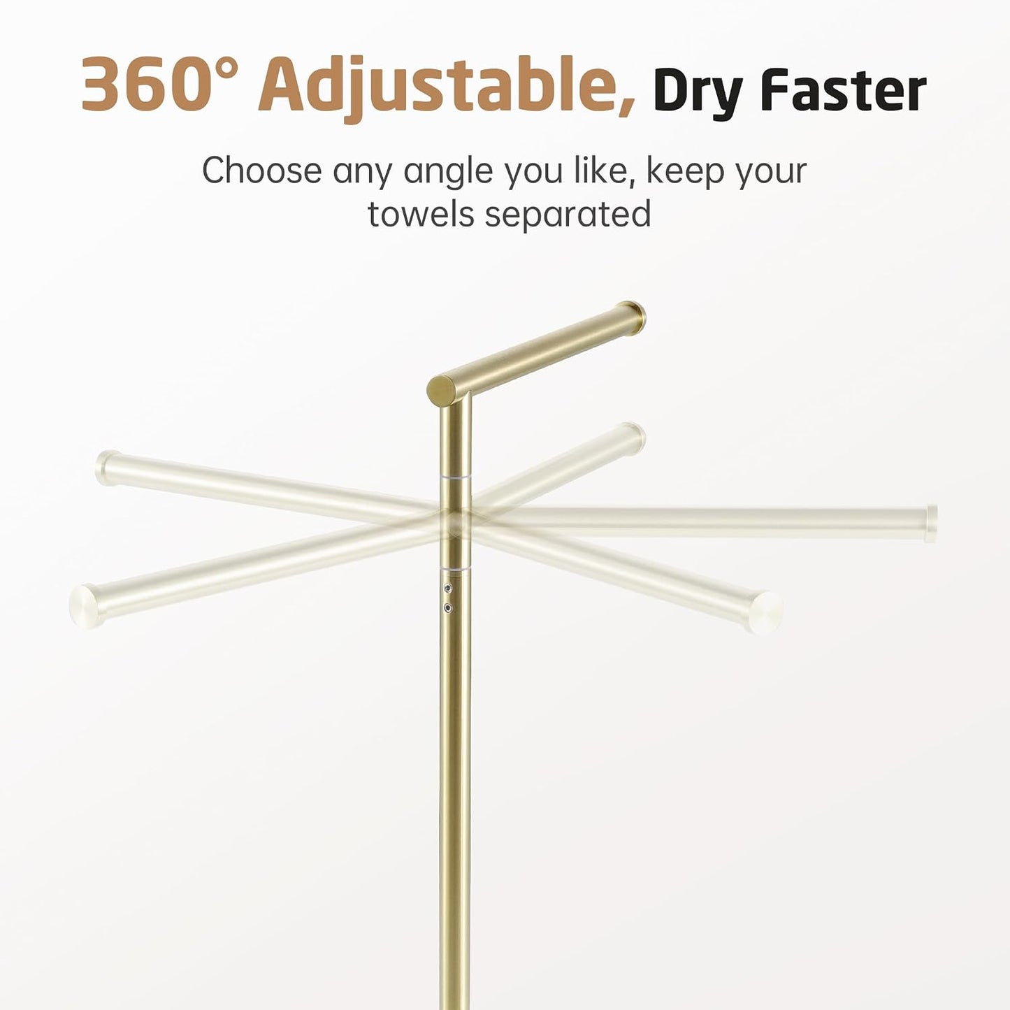 KES Gold Hand Towel Holder Stand for Bathroom, Countertop Towel Stand with Weighted Marble Base, 17.3" Standing Swivel
