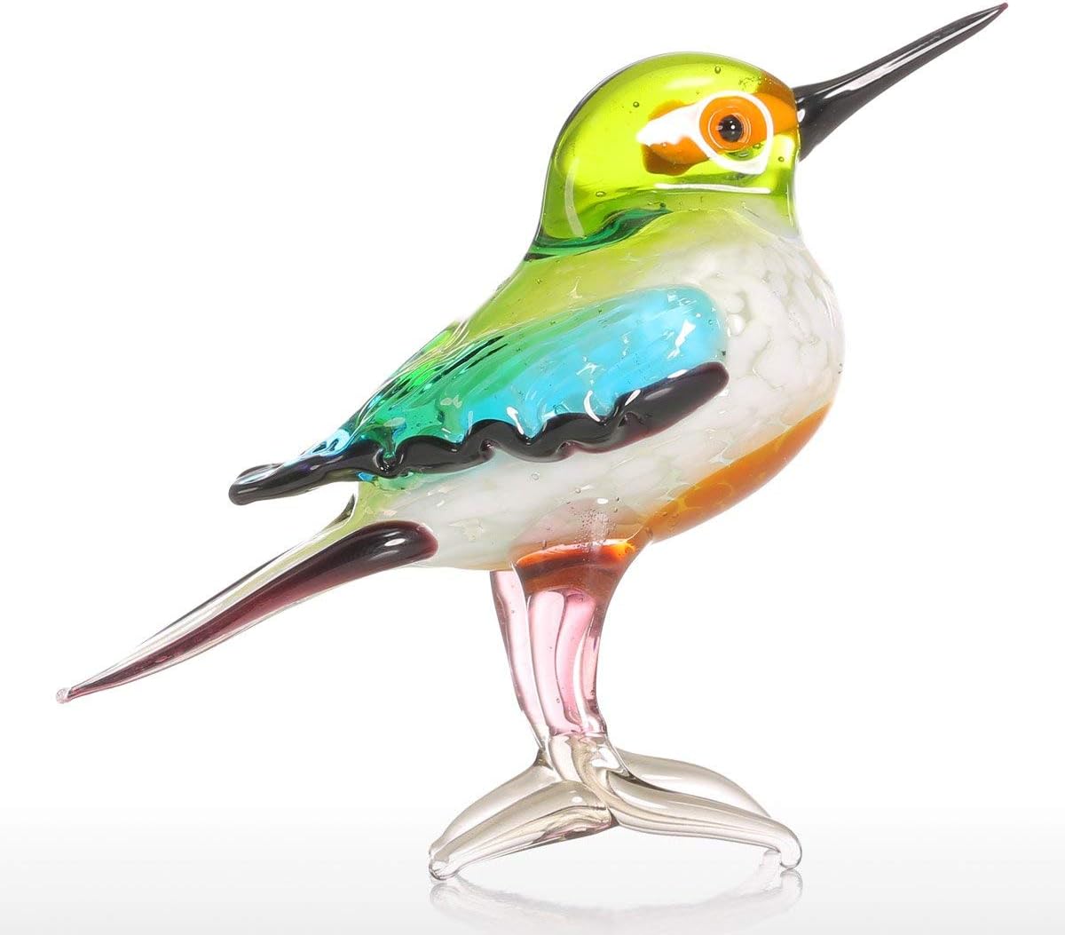 Too-arts Tiny Bird Glass Sculpture Ornament Bird Figurine Hand Blown Statue Multicolor