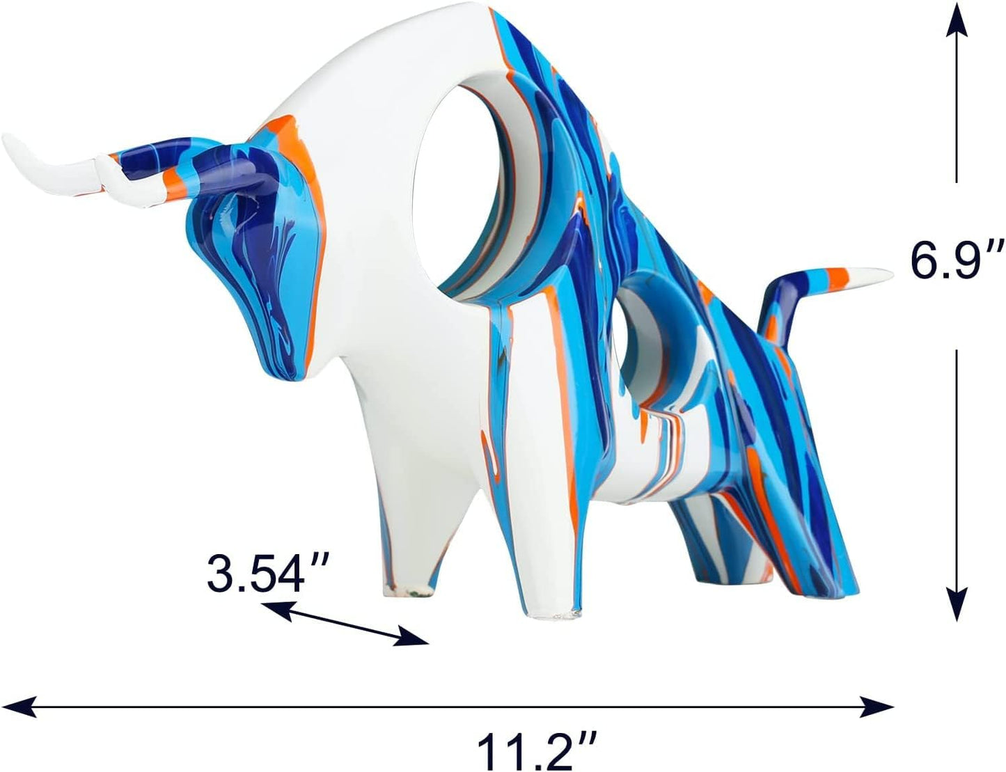 Resin Painted Bull Statue / Blue B