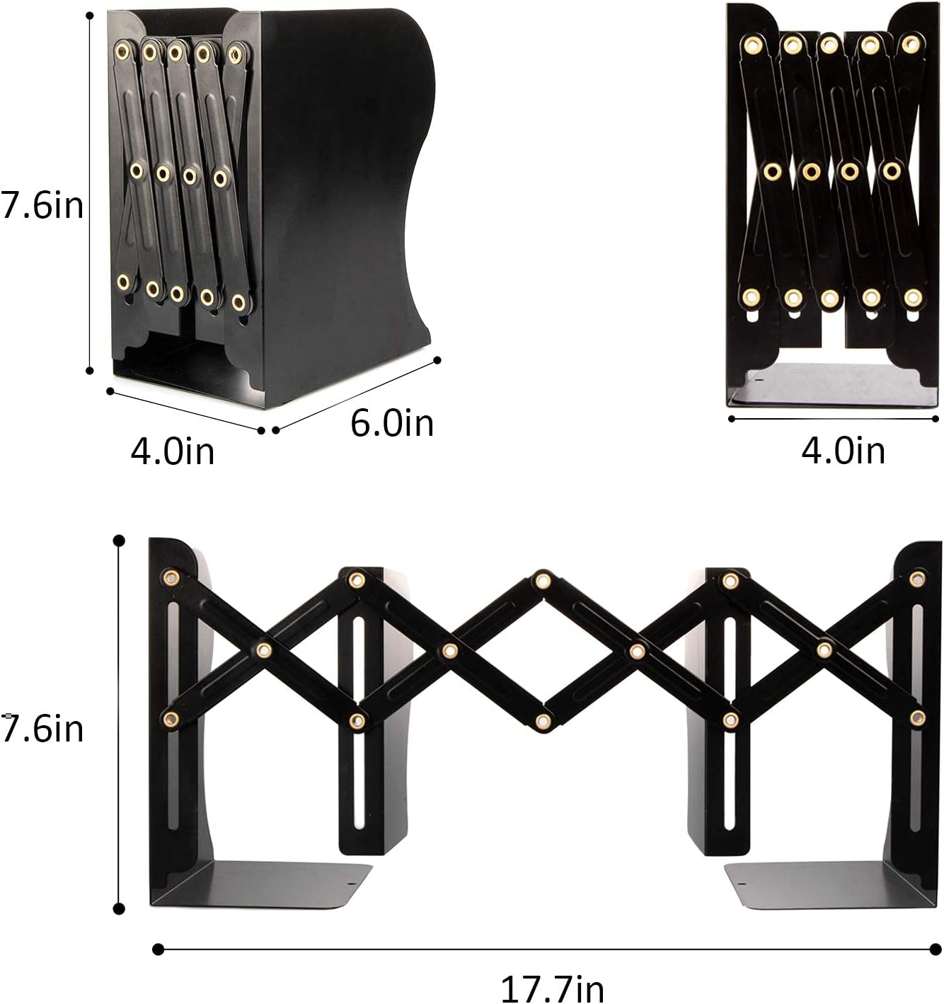 Metal Bookends for Heavy Books / Black