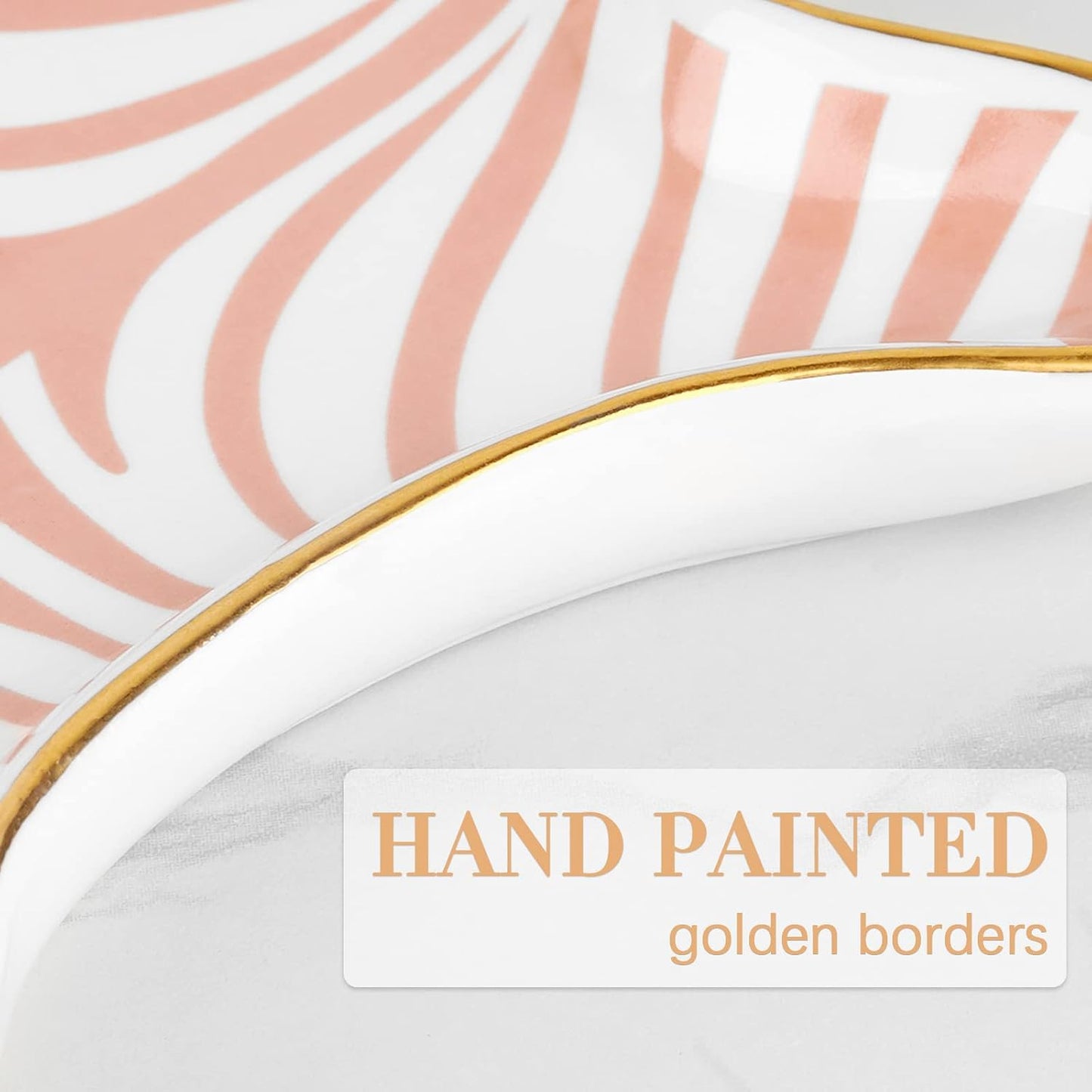 Hand Painted Tiger Skin Ceramic Jewelry Dish Small Jewelry Rack Tray Rings Bracelets Earrings / Pink