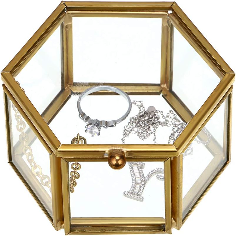 Golden Geometric Jewelry Display Organizer Keepsake Box Case Home Decorative Box / Small / Gold