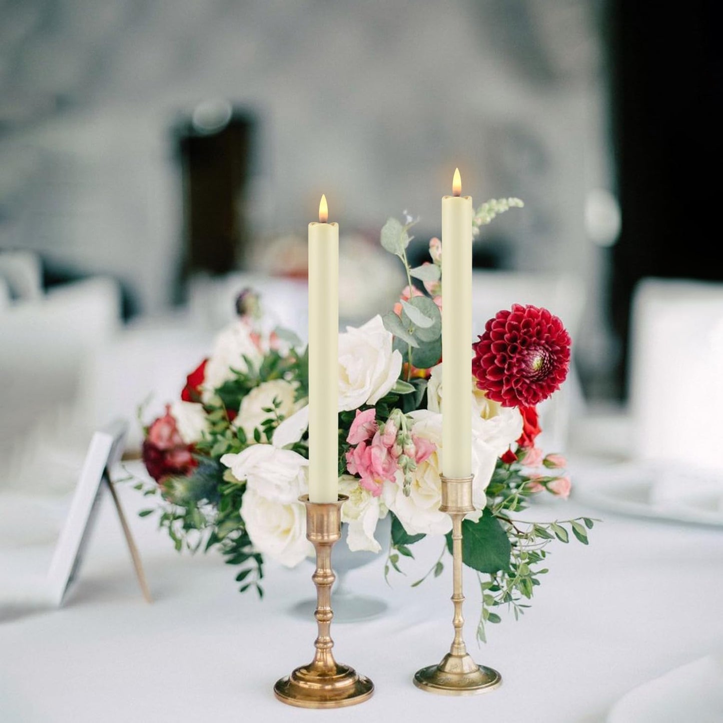 YOROXRG 24 Pack LED Flameless Taper Candles with Timer, Dripless Fake Candlesticks with 3D Flickering Flame, 9.6 Inches