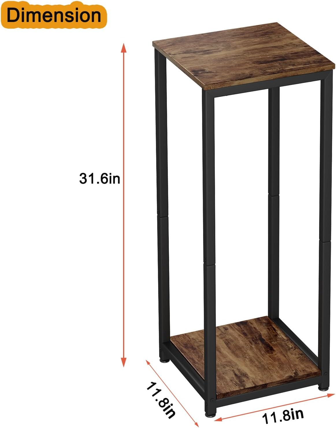 2 Tier Plant Stand Indoor Corner Tall Square Shape Plant Shelf | Modern Metal MDF board Flower Storage,Suitable tight