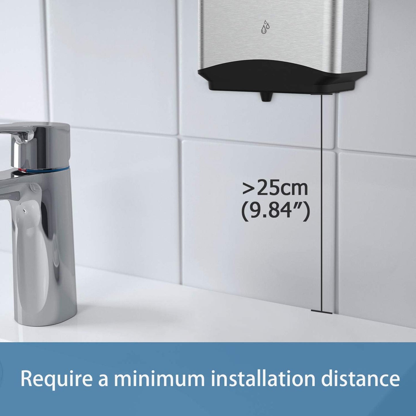 AIKE Heavy Duty Automatic Soap Dispenser,37oz for Bathroom,Brushed Steel | 5-Level and Savety Key for Commercial(4*AA