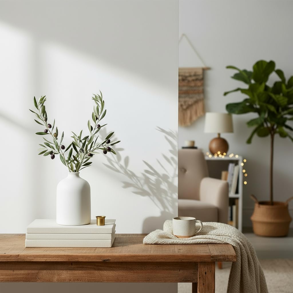 Ceramic Vase / Minimalist Modern Home Decor / White / 7 Inch