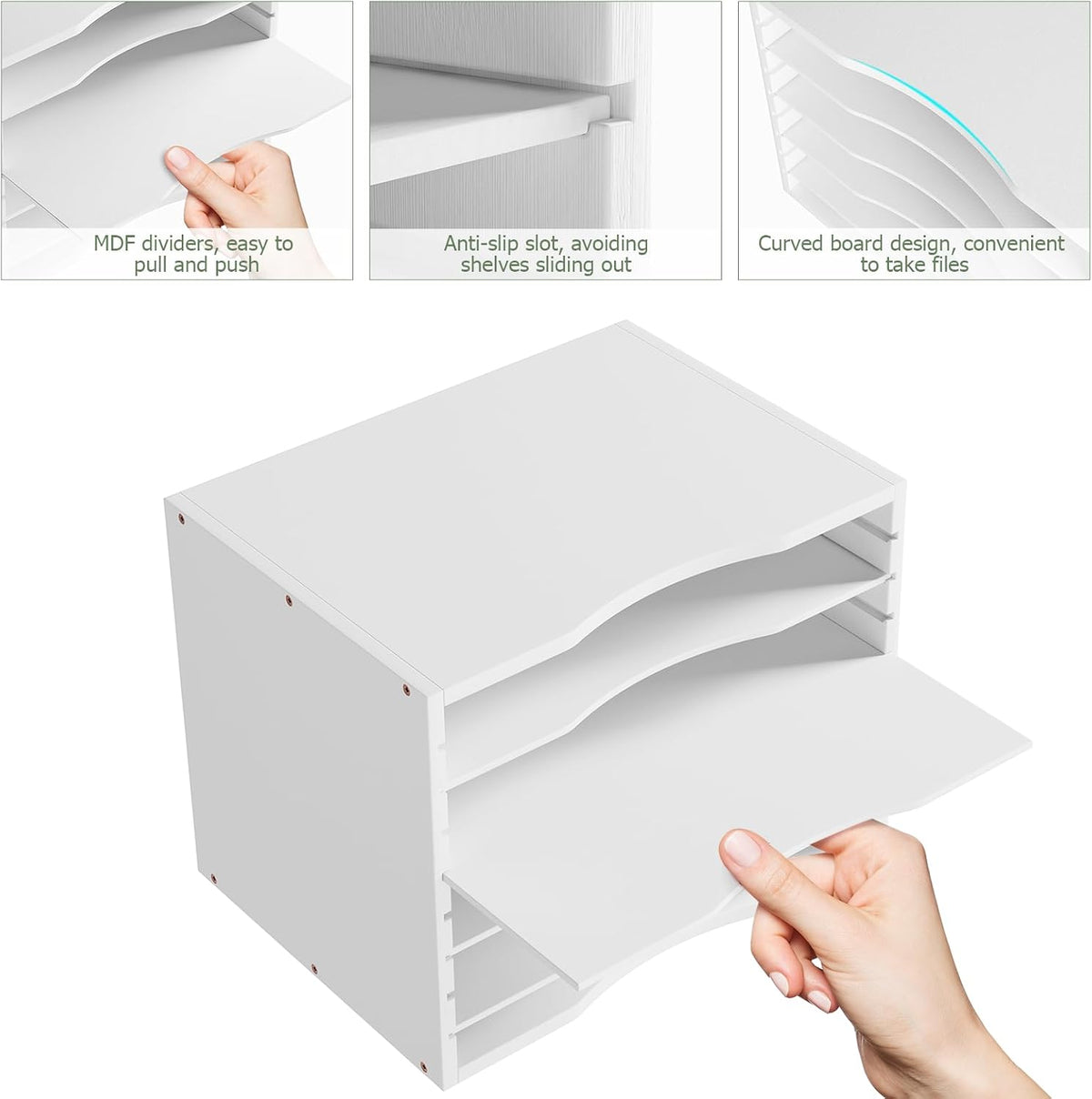 Bamjoy Bamboo 5 Tier Desktop Organizer, Paper Organizer Mail Sorter, File Holder Letter Document Storage with