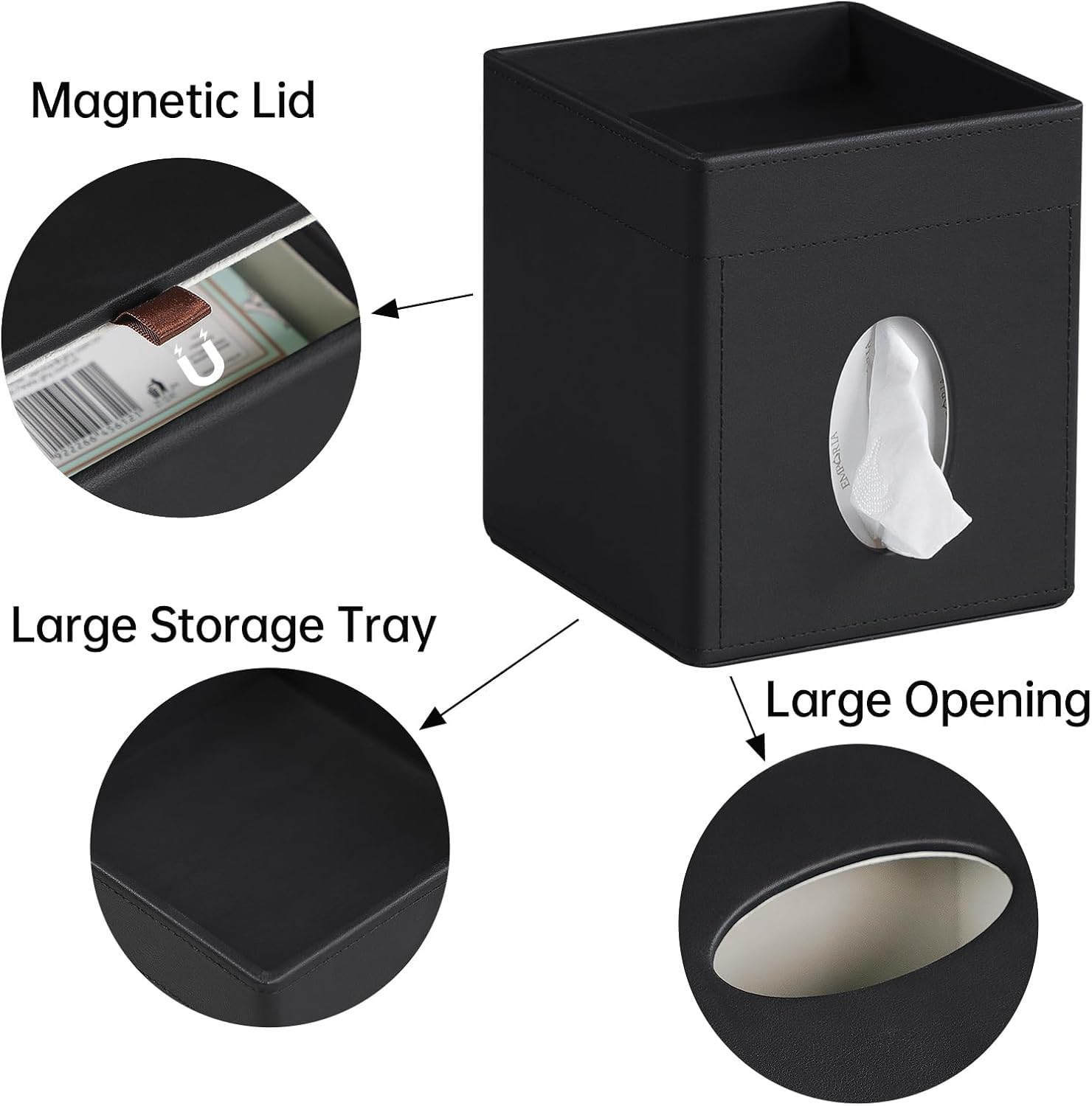 Storage Tray / Tissue Box Cover / Black
