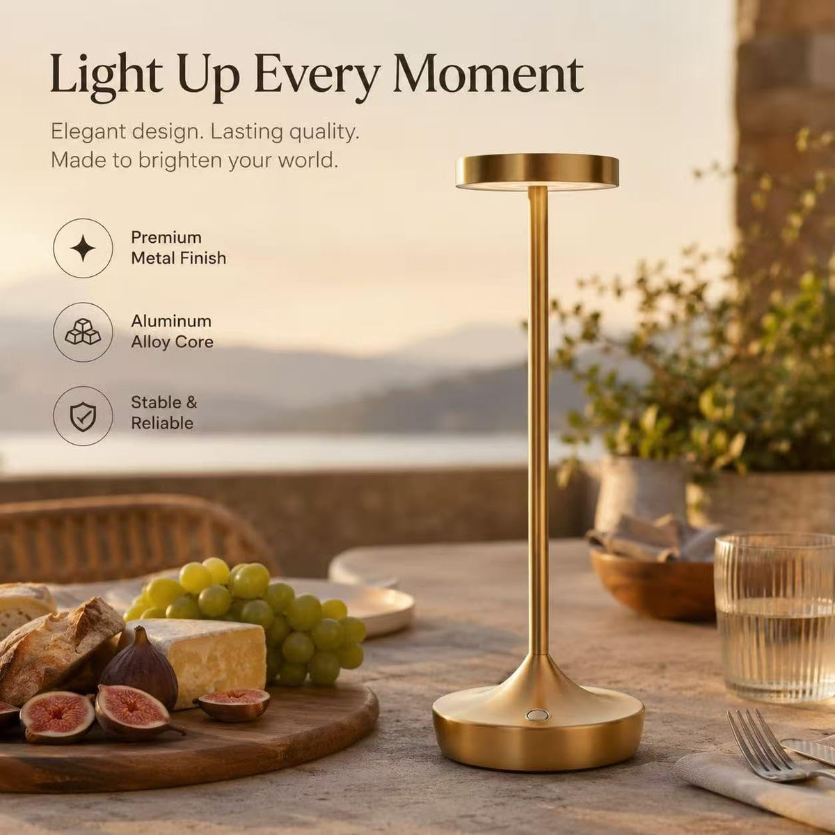 2 Pack Rechargeable Cordless Table Lamps 6000mAh LED Battery Table Light | Outdoor Waterproof Portable Battery Operated