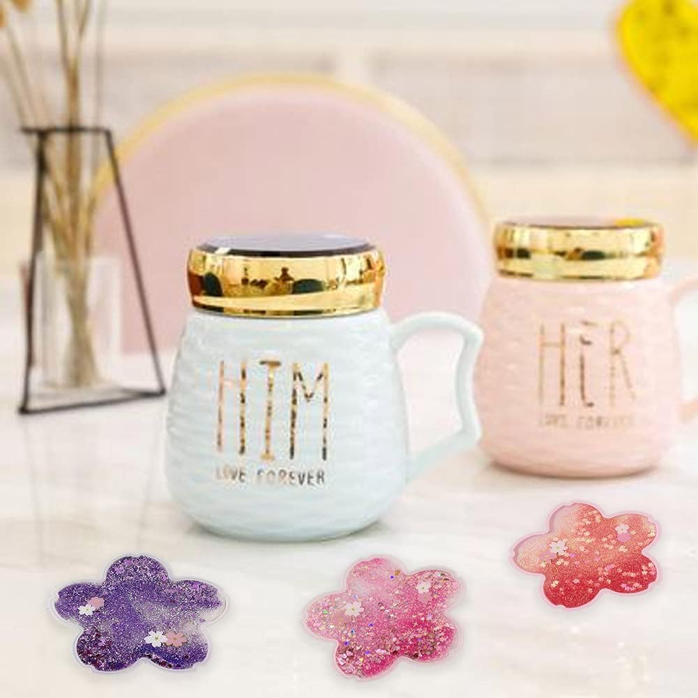 Funny Drink Coasters Sakura Quicksand Coaster Silicone Tea Cup Mats Coffee / Purple / Set of 2