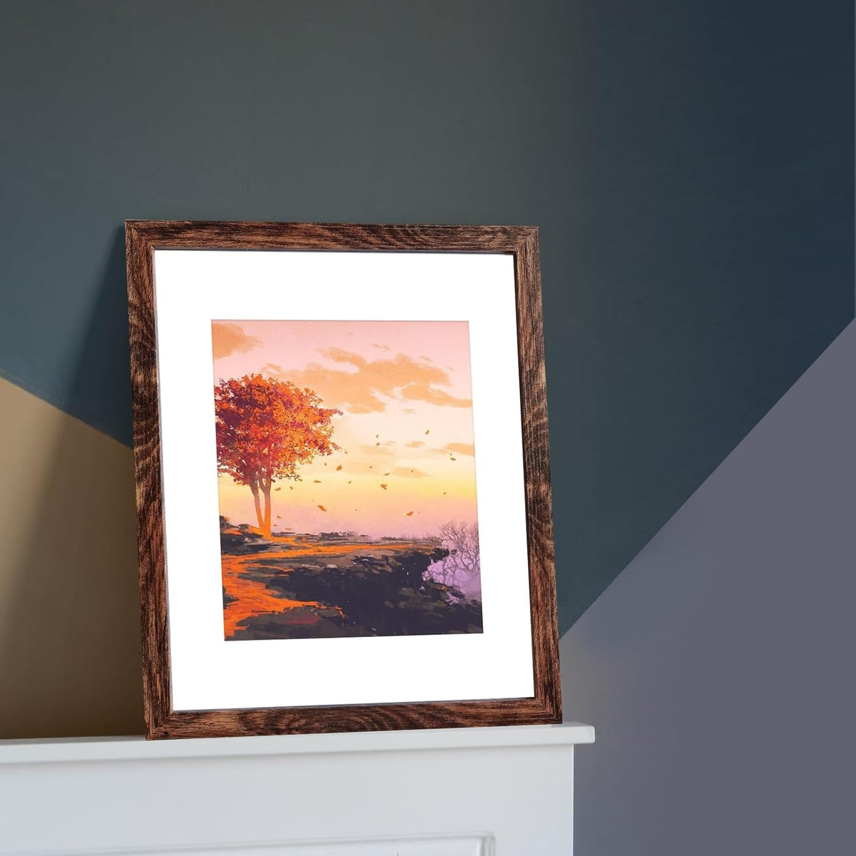 SESEAT 11x14 Picture Frames, Display Pictures 8x10 With mat or 11x14 Prints Without Mat, Wall Mounting, Brown, 6PCS