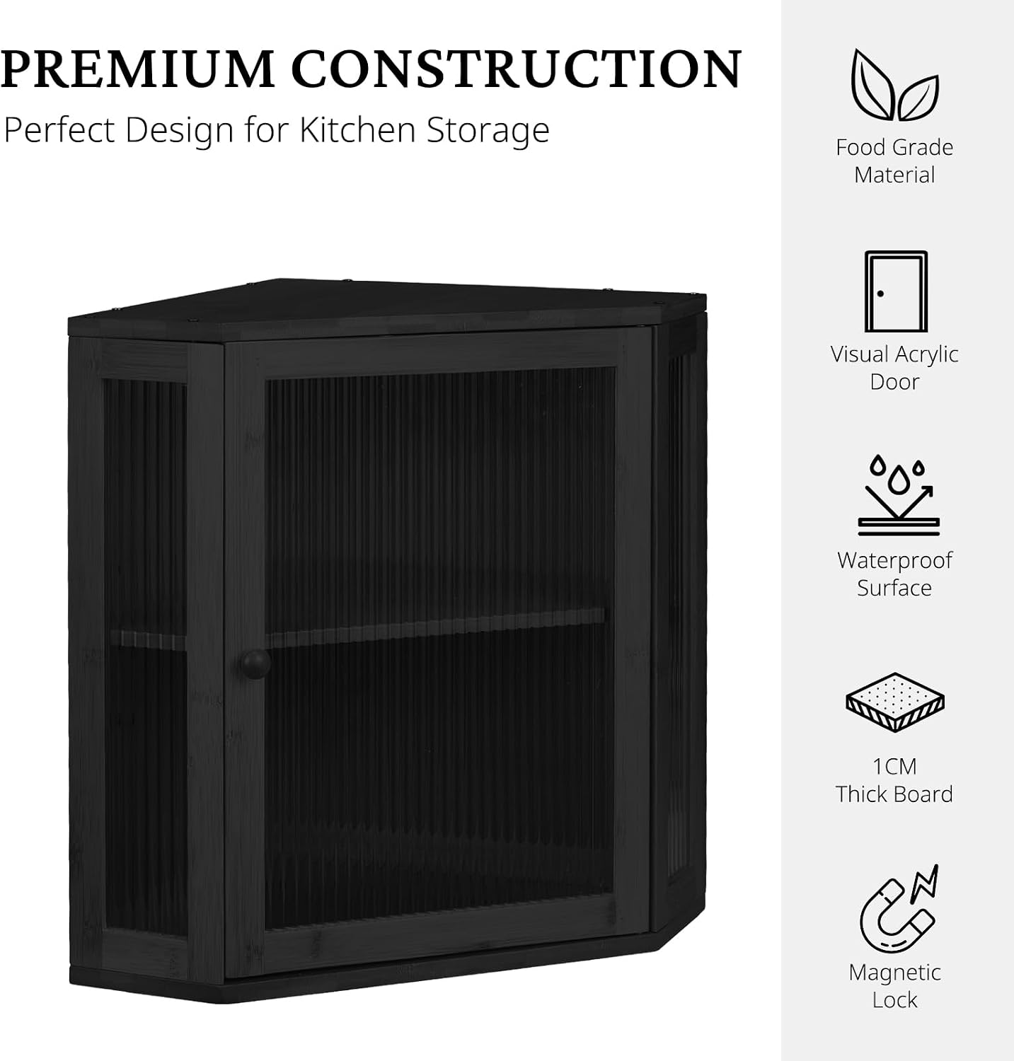BRONYPRO Corner Bread Box for Kitchen Countertop, Double Layer Bamboo Breadbox with Adjustable Partition, Modern Bread