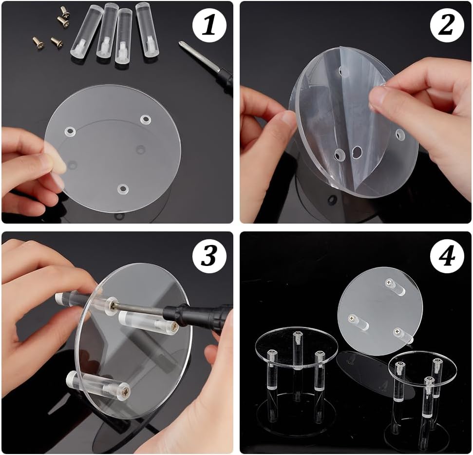 Acrylic Round Display Riser 4.7/3.9/ 3-Legs Minifigure / Style - 5 / Clear / 3.1 Inch / Set of 3