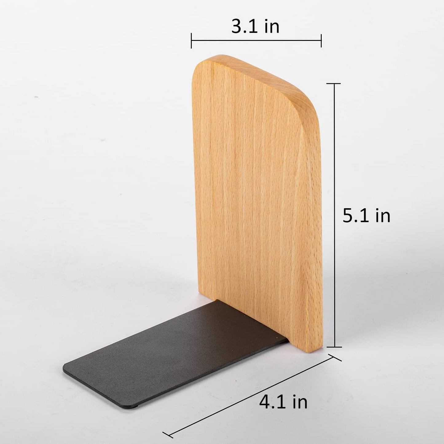Heavy Duty Wooden Bookend Support for Books and Movies Beech 2 / Beech-2 Pairs