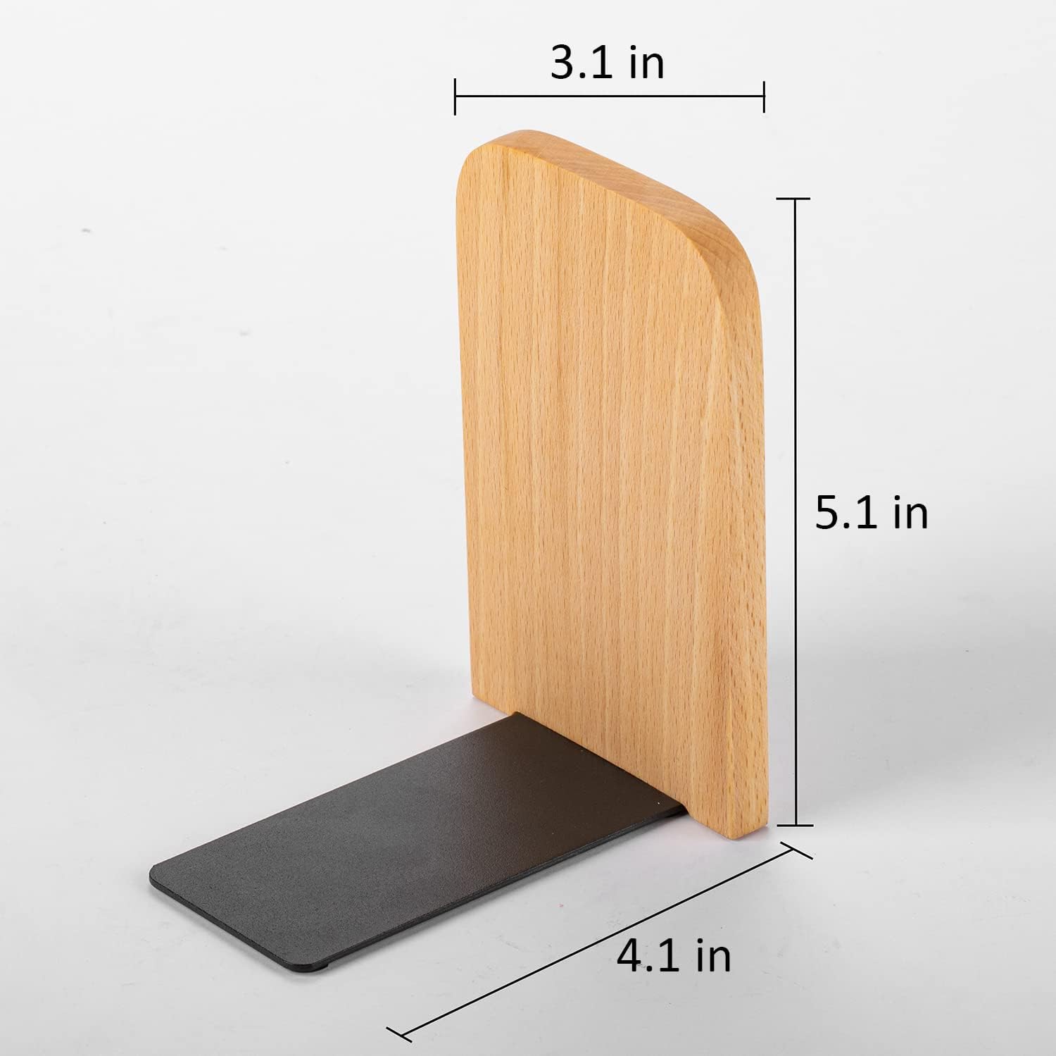 Heavy Duty Wooden Bookend Support for Books and Movies Beech 2 / Beech-2 Pairs