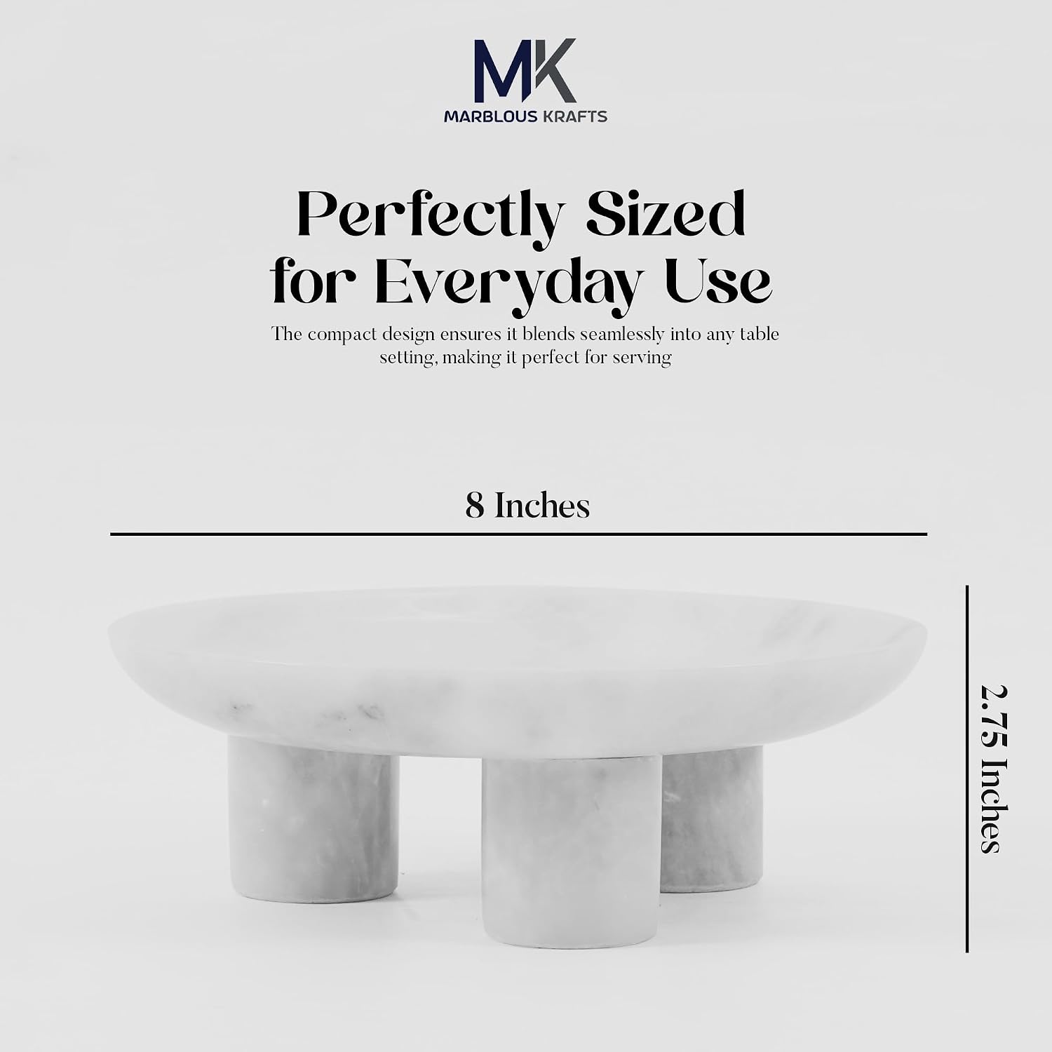 Marble Decorative Tray Handmade Natural Stone Fruit Tray / White / 8 Inch