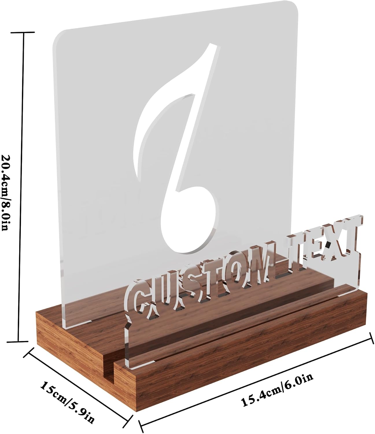 YuanDian Personalised Light up Now Playing Vinyl Record Stand, Now Spinning Record Stand, Wooden Acrylic Holder for