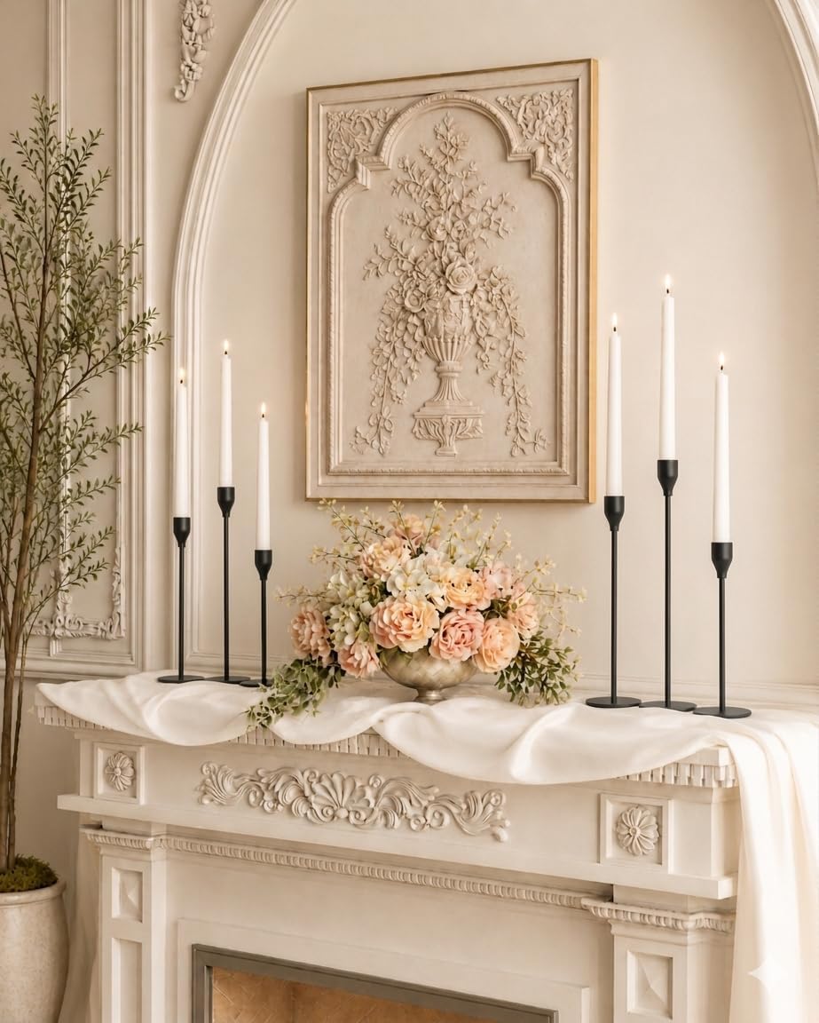 NLBTW Black Taper Candle Holders Set of 6, Metal Candlestick Holders for Table or Mantel Decor Centerpiece, Candle